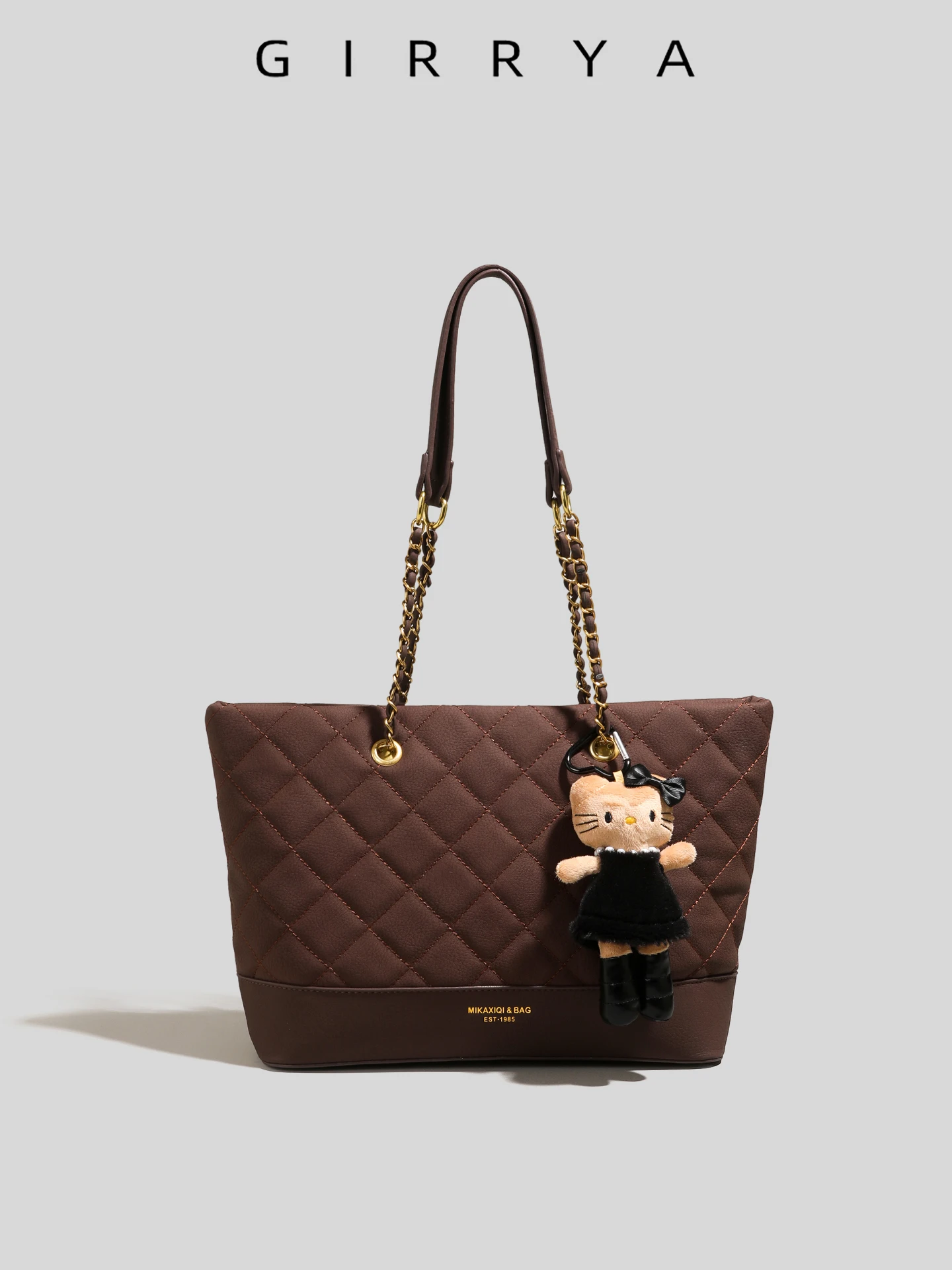 

GIRRYA Retro Color Blo Diamond id Women's Tote Bag Chain Strap Large Capaci Commuter Single oulder Bag Ele Sle