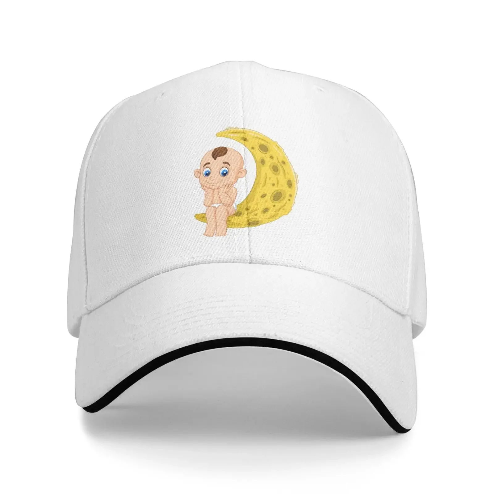 Cute Boy Sitting on The Moon Baseball Cap Women Men Hats Adjustable Truck Driver Hat Dad Sport Sunhat For Daily Outdoor Citywalk