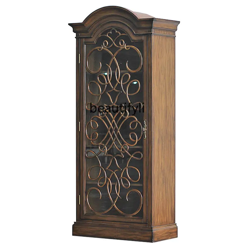 

American New Classical Curio Cabinet Restaurant Sideboard Cabinet Solid Wood Wine Cabinet storage cabinet furniture