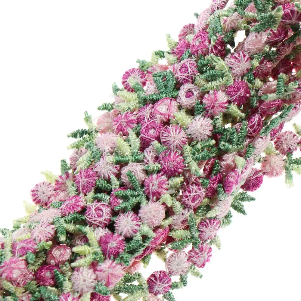 ตกแต่งเย็บริบบิ้นโพลีเอสเตอร์ผ้า Trim ปักดอกไม้ที่ละลายน้ําได้ Lace Trim