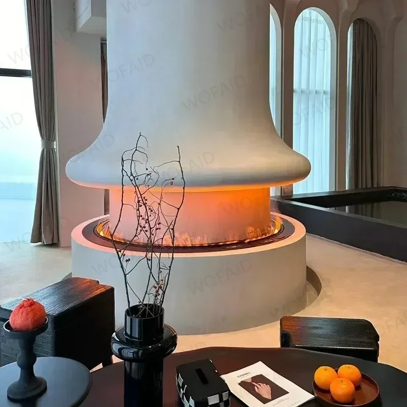 【Hot】Smart Home 3D Fireplace Water Steam Humidifier LED Decorative Flame TV Wall Sound Of Firewood Cracking Vapour Electric Fire