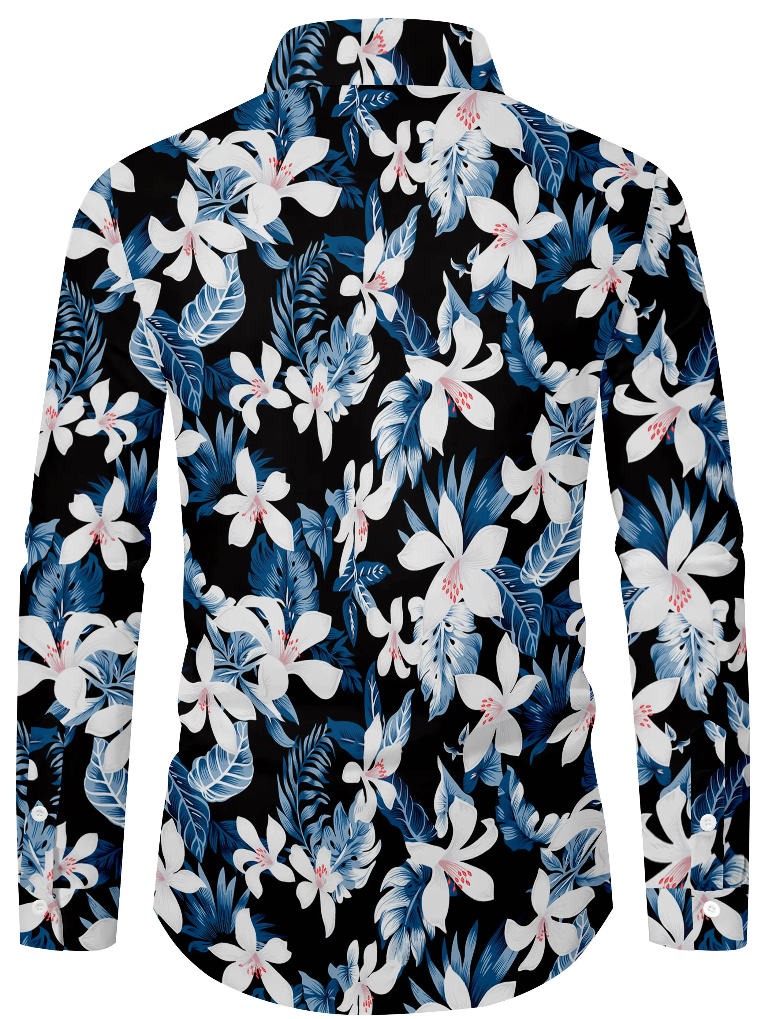 Men's new summer long sleeved shirt fashionable digital printed shirt can be machine washed