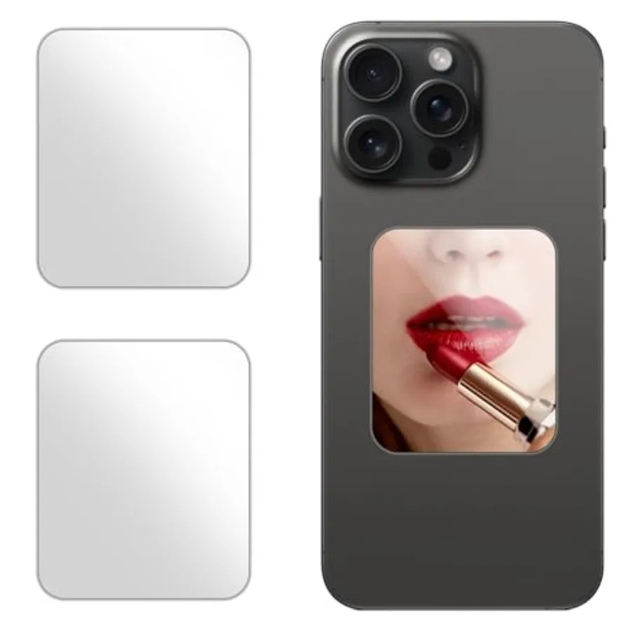 Special-shaped mirror decal for smartphone back case stick-on makeup mirror sticker in 2 pack durable adhesive design with clea