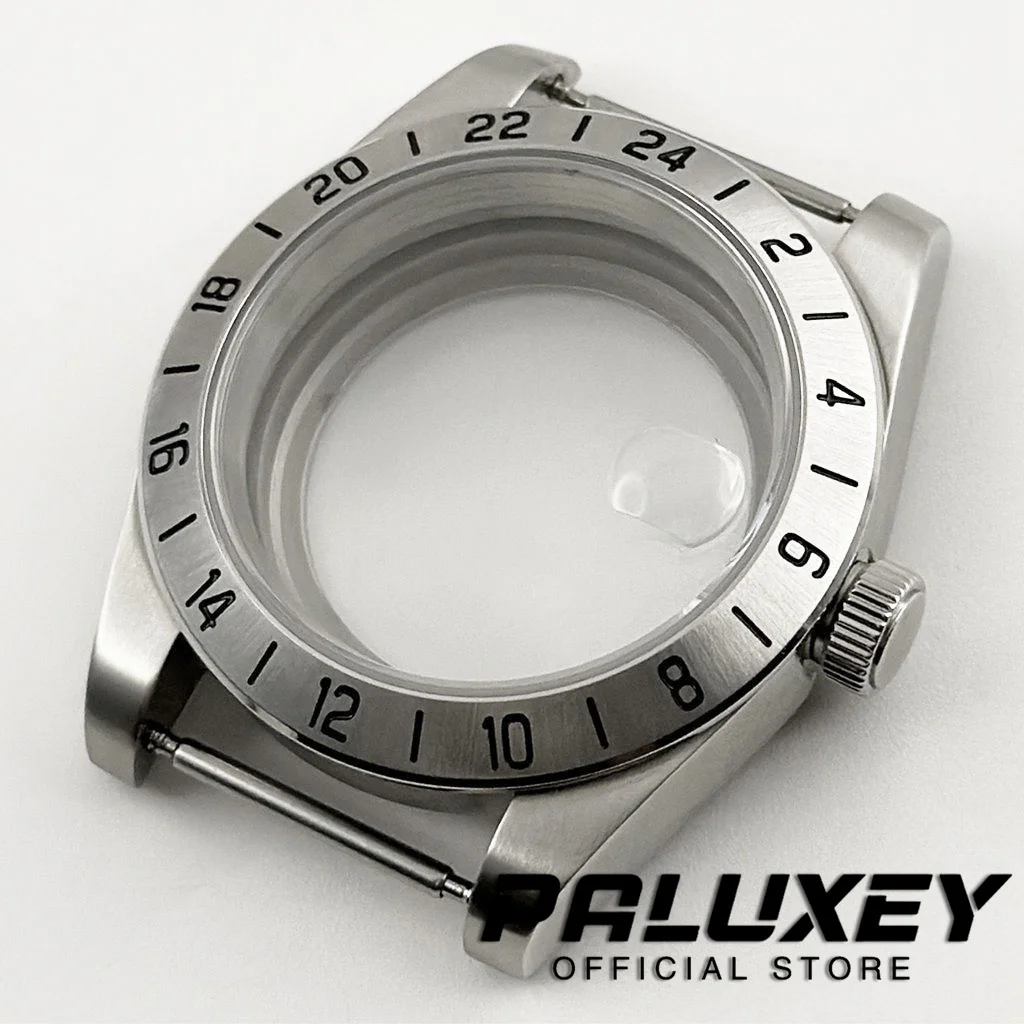 เคสนาฬิกากระจกแซฟไฟร์39มม. ใหม่ใส่ได้พอดีกับ NH34 NH35 NH70 NH72เคลื่อนที่2824นาฬิกาเคลื่อนไหว24ชั่วโมง Gmt FIXED BEZEL 316L เหล็กแข็ง