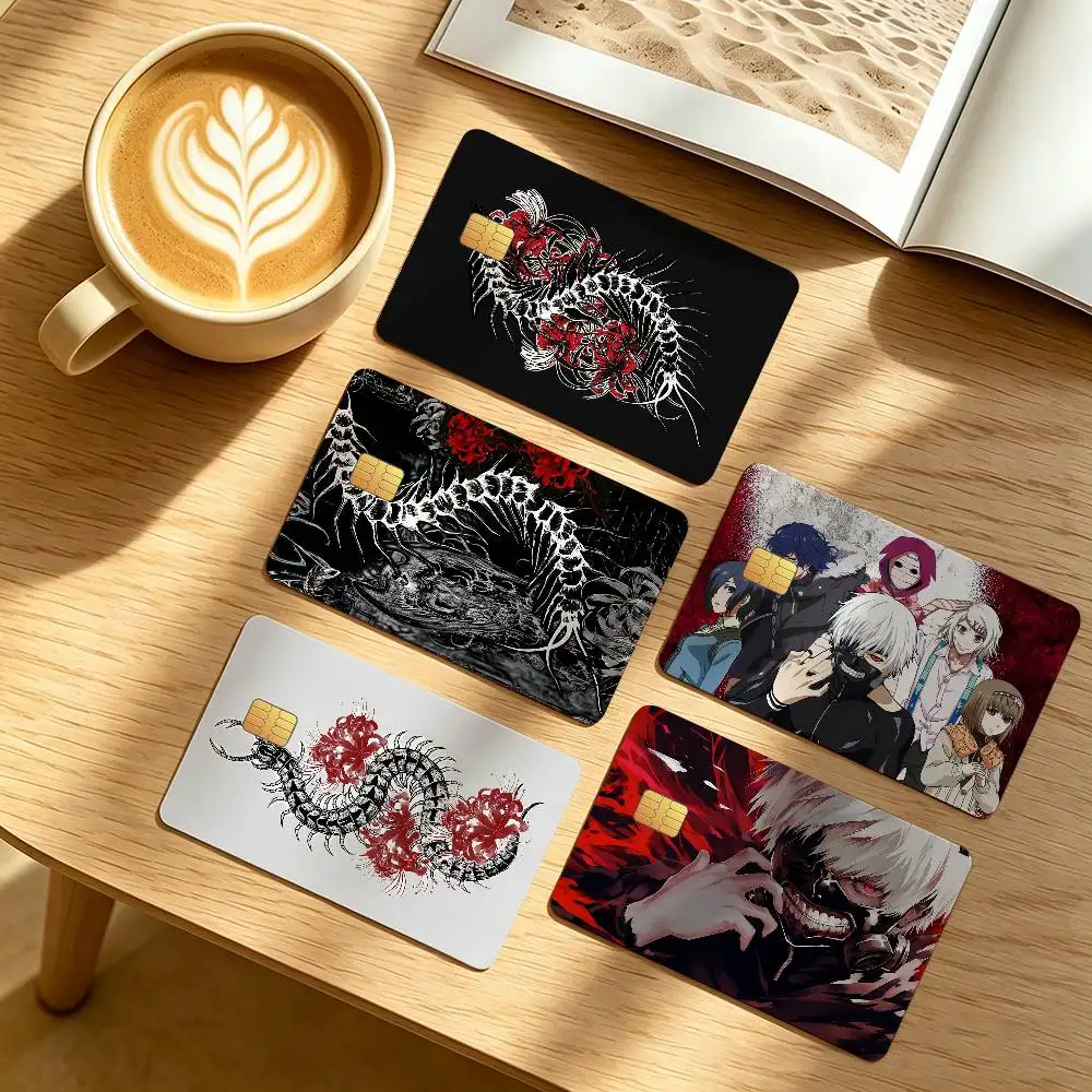Anime T-Tokyo G-Ghoul Waterproof Anti-Scratch Card Skin Stickers 4Pcs Stylish Decor Covers for Credit & Debit Cards