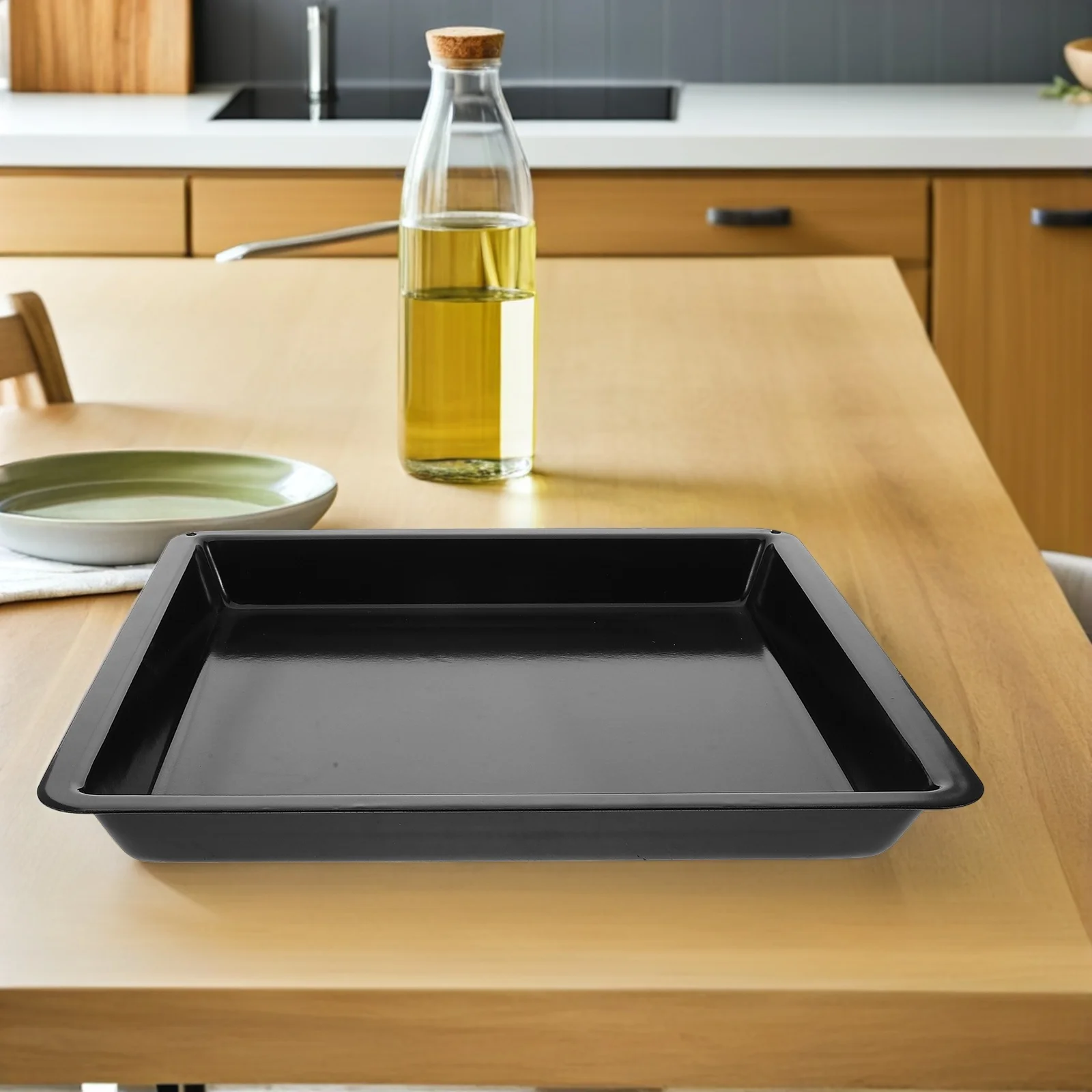 

Black Glossy Carbon Steel Baking Tray Non-Stick Oven Pan Large Capacity Heat Resistant Pizza Cookie Cake Pie Baking Sheet