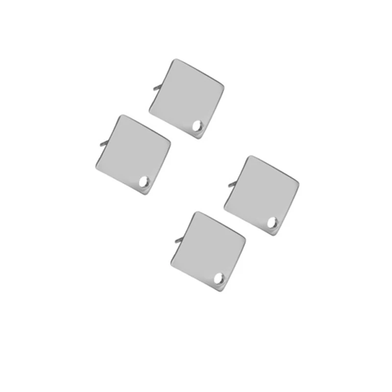 20pcs/lot Hypoallergenic Stainless Steel Earring Stud Post Gold Color Square Oval Earrings Hooks For Diy Jewelry Making Supplies