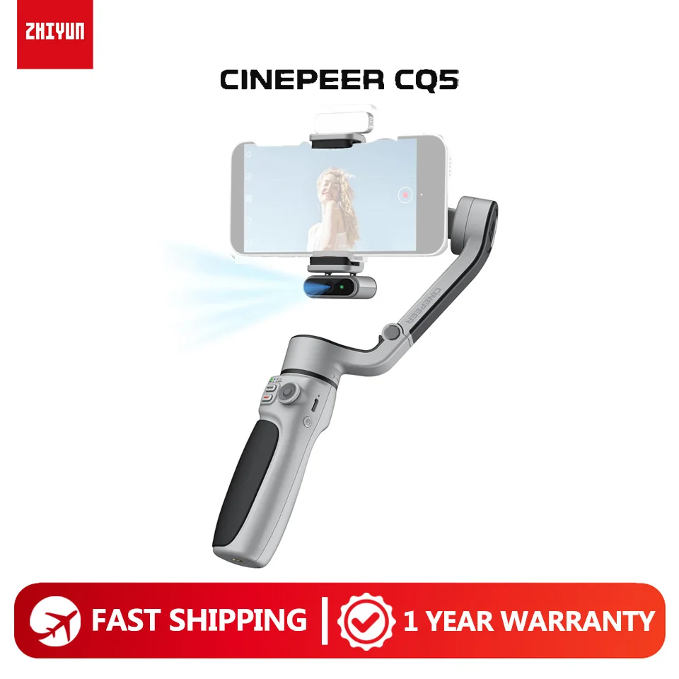 

ZHIYUN CINPEER CQ5 3-Axis Phone Gimbal Stabilizer with AI Tracker Magnetic Fill Light Extension Rod Voice Control for Phone