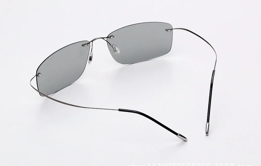 (5s Change Color) Photochromic Sunglasses Men Women Titanium Polarized Sun Glasses Chameleon Rimless Anti-glare Driving SunShade