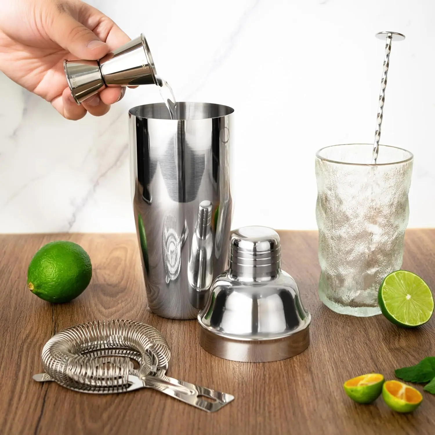 750ml Bar Stainless Steel Cocktail Shaker Three-Section Shaker Cup 3 Piece/Set Cocktail Cups