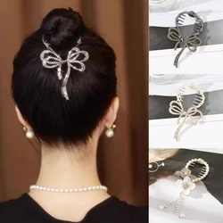 Retro Butterfly Hair Clips Hanging Beads High Pill Head Pearl Hair Claws Women Elegant Hairpins Ponytail Buckle Hair Accessories