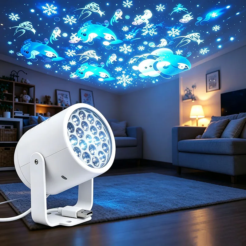 Rotating Dancing LED Projection Light, Colorful Ocean World Pattern Lamp for Kids Bedroom Living Room Xmas Decor