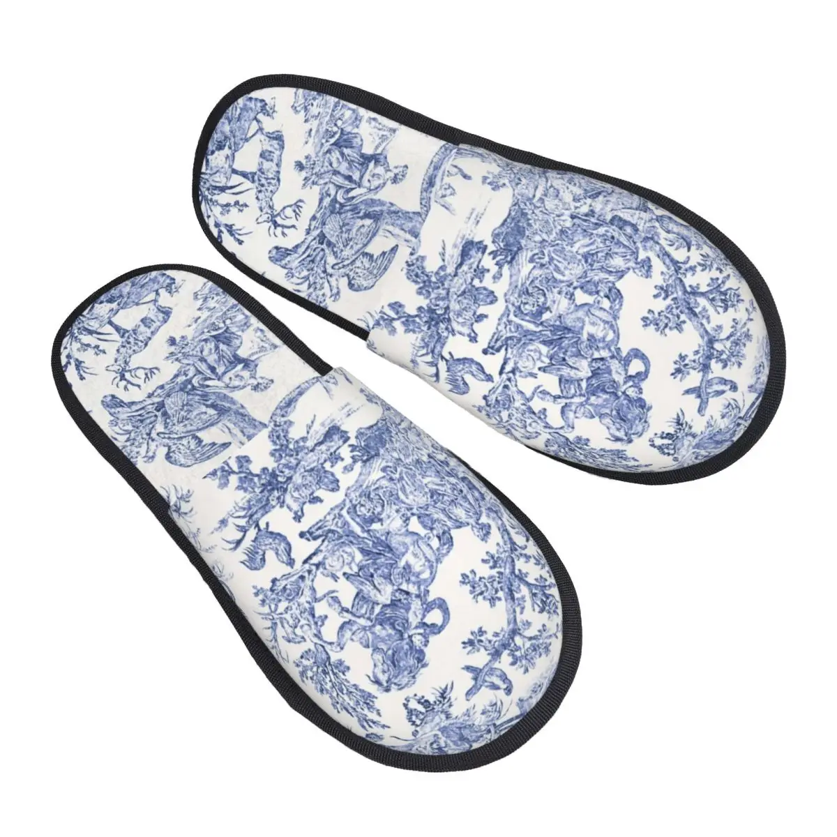 شبشب منزل من إسفنج الذاكرة الناعم من Toile De Jouy مخصص للنساء، شبشب نعل دافئ مضاد للانزلاق