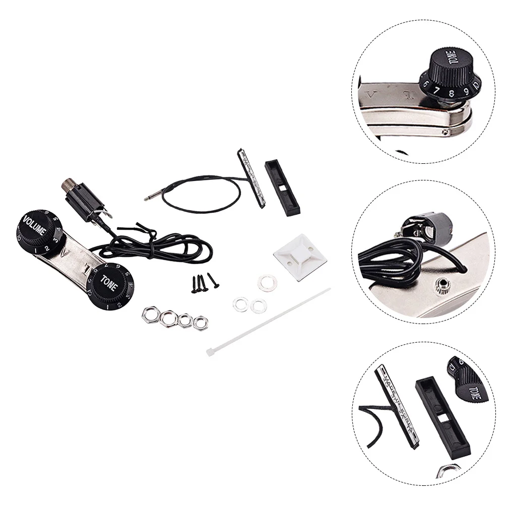 B51 Guitar Violin Pickup Piezo Transducer Bridge Set Tone Volume Knob Electric Violin Amplifier Music Accessory