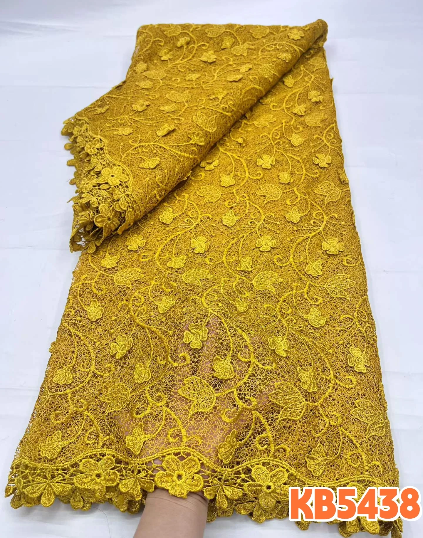 

Золотая водорастворимая ткань с пайетками, африканское кружево, 5 ярдов, высокое качество, 2026, цвет Оливер Грин, гипюровое кружево для шитья KB5438