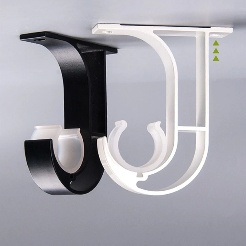 2pcs Window Drapery Ceiling Hanging Holder Wall Curtain Rod Bracket Set Side Top Mounted Fits 1 inches Rod