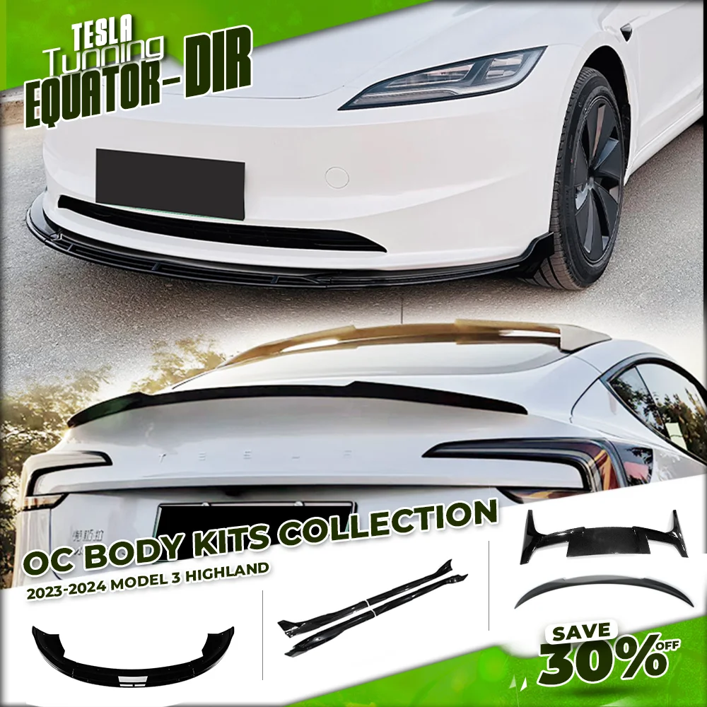 Equator For Tesla Model 3 Highland Body Kits Carbon Fiber Rear Diffuser Side Spillter Spoiler Bumper Lip Tesla 2023 2024 Tuning