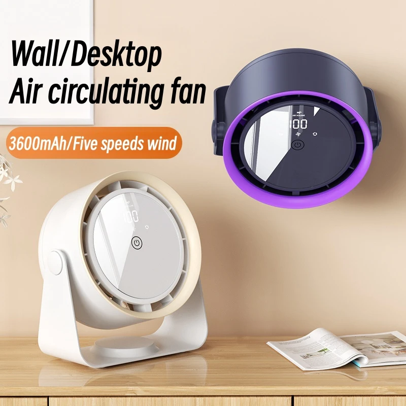 

Cordless Kitchen Wall Mounted Electric Fan 3600mAh USB Charging Home Desktop Air Cooler Portable Ventilation Fan for Home Office