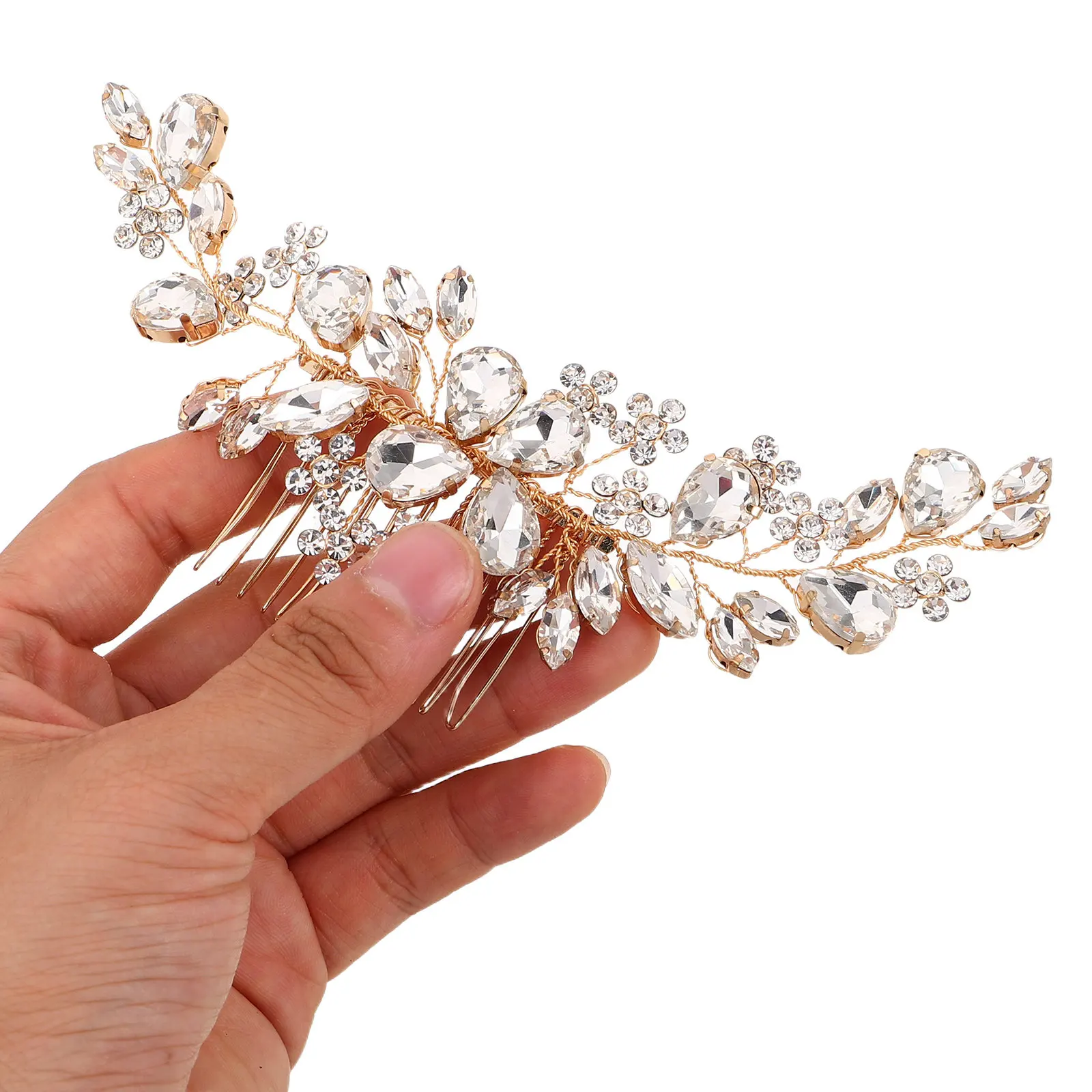 

Full Rhinestones Flower Metal Hair Comb Elegant Bridal Hair Accessory for Wedding Party Formal Events Comfortable Secure Fit