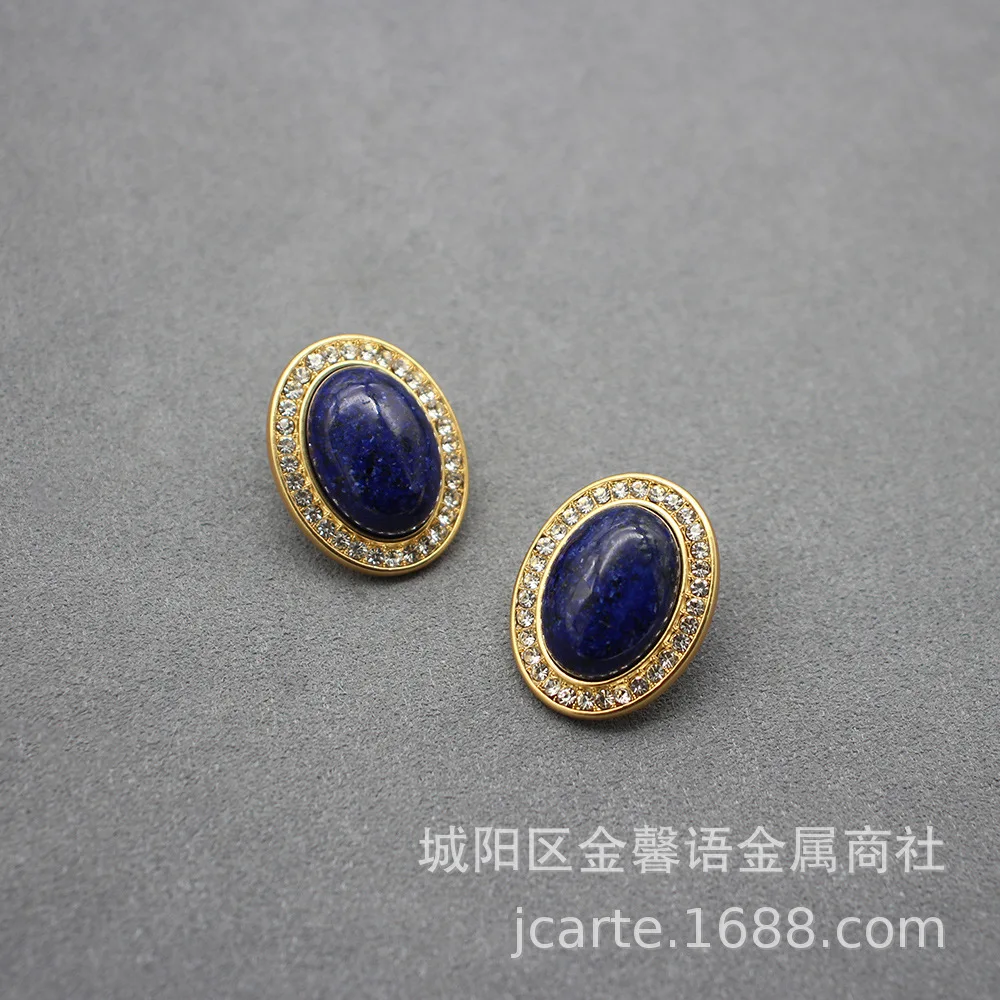 Medieval Lapis Lazuli Oval Earrings Ear Clip Turquoise Labradorite Earrings