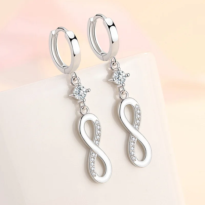 925 Sterling Silver Earrings Jewelry High Quality Retro Simple Pattern Purple White Zircon Earrings Hot Sale