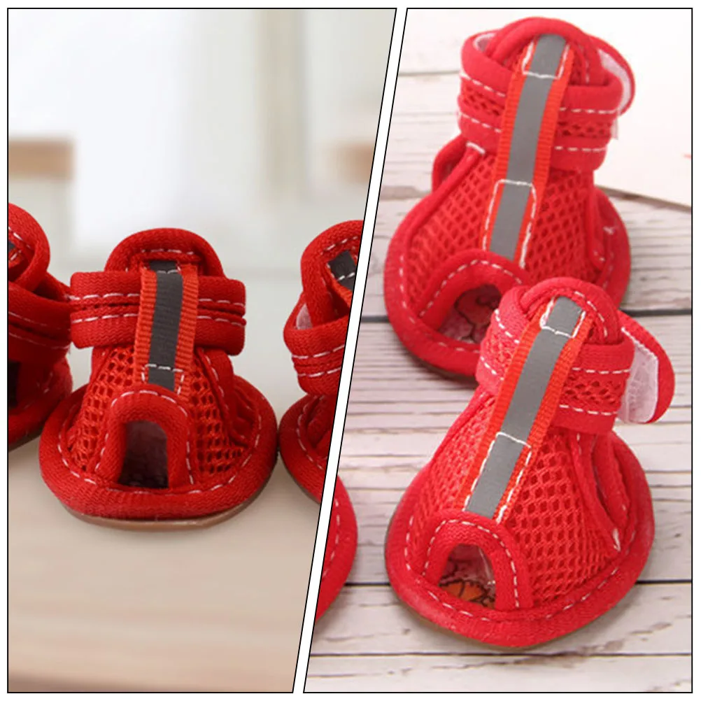 

4 Pcs Pet Sandals Portable Shoes Doggy Hiking for Dogs Beef Tendon Bottom Mesh Cloth Hot Pavement