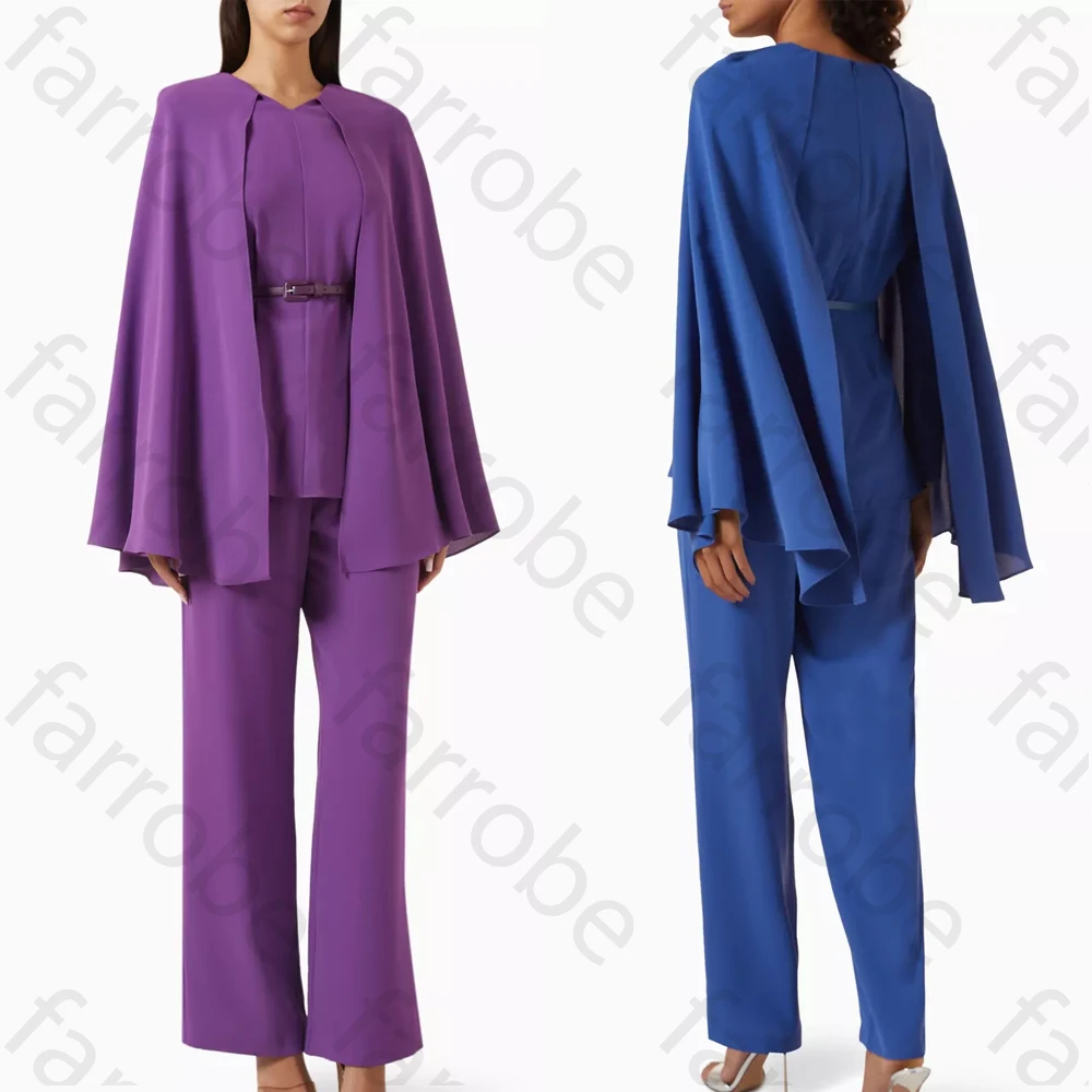 

Customized Sexy Elegant Cape-sleeve Top & Pants A-Line Evening Dresses Formal Exquisite High Quality Prom Party Gowns for Women