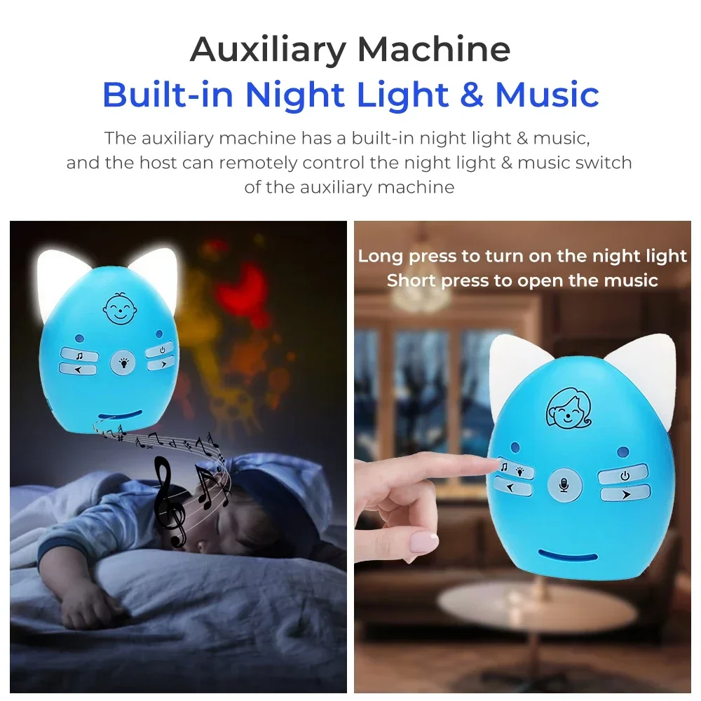 Wireless Baby Monitor Two-Way Audio Monitor Walkie Phone Alarm with Night Light Music Kids Babysitter Radio Bebe Nanny Intercoms