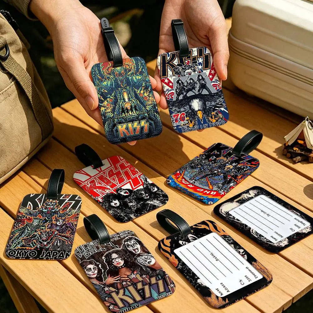 Rock Band Kiss hot Anti lost Name Label PVC Luggage Tag Information Card Holder For Travelers Daily Outdoor Use