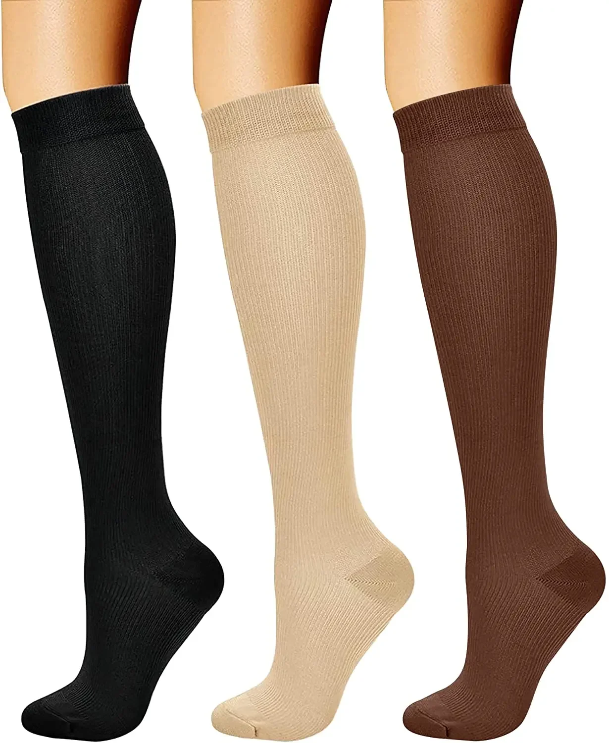 

PR 3 Pairs Compression Stocking Women 30MmHg Running Sports Socks Pregnant Edema Diabetes Varicose Veins Travel