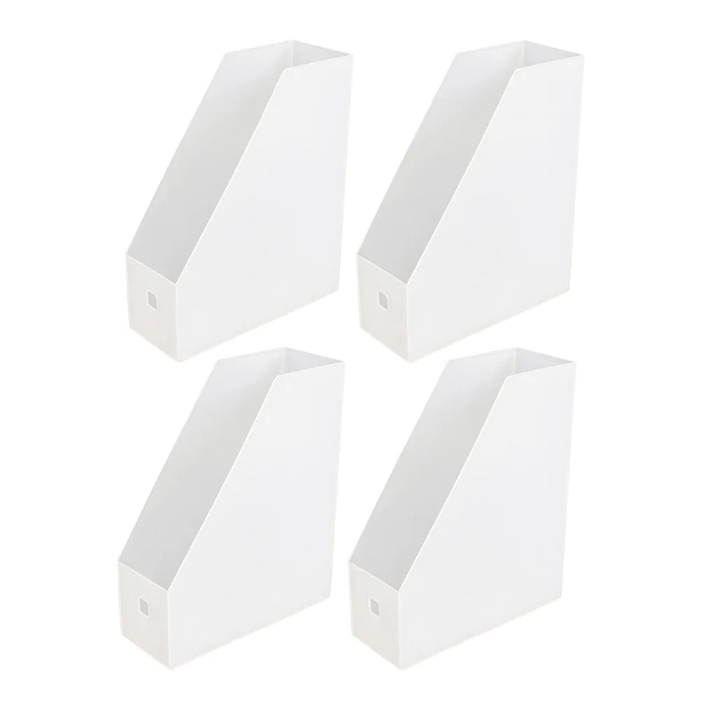

4Pcs File Folder Box Plastic Visibility Compact Design Paper Storage Organizer Home Office Magazine Storage Container