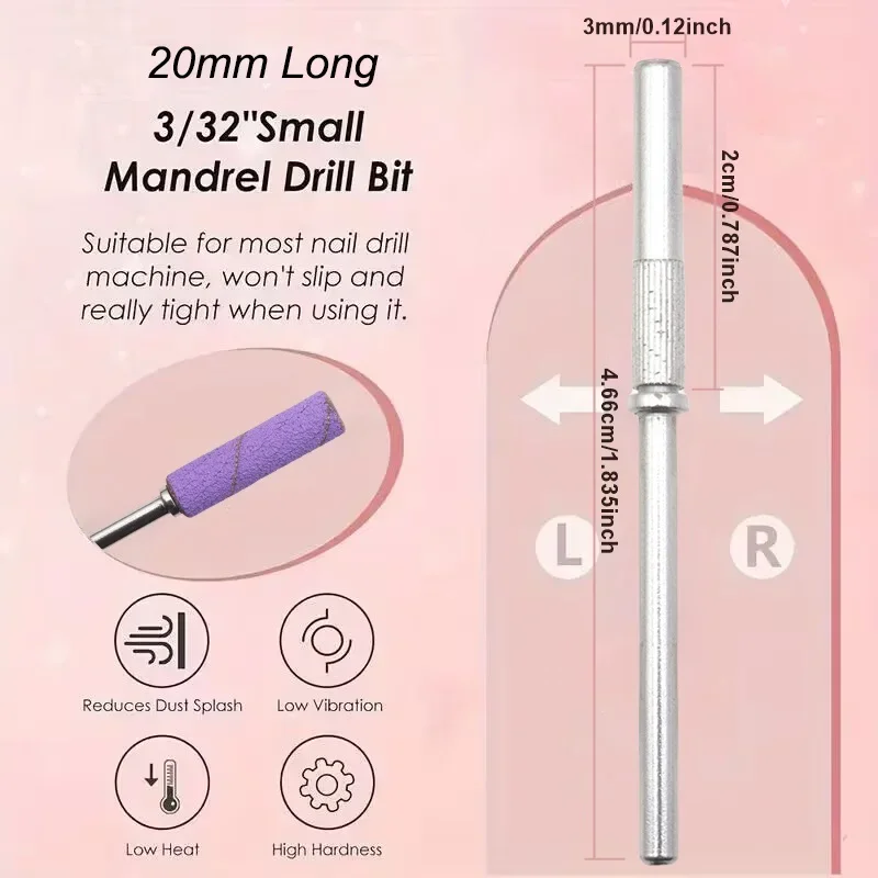 New Arrival 20mm Long Mini Sanding Bands High Quality 50pcs/box White Pink Purple 3MM Mini Sanding Band Drill Bit