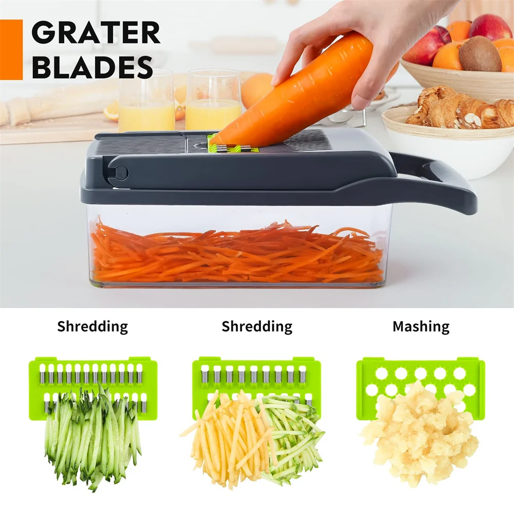 12 in 1 Vegetable Chopper Multifunctional Food Veggie Chopper Salad Manual Grater Kitchen Gadgets Mandolin Potato Cheese Grater