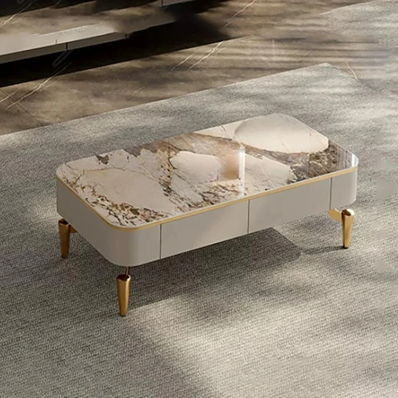 Trendy Italian Coffee Table Luxury Vintage Nordic Aesthetic Side Table Modern Display Marble De Centro Living Room Furniture