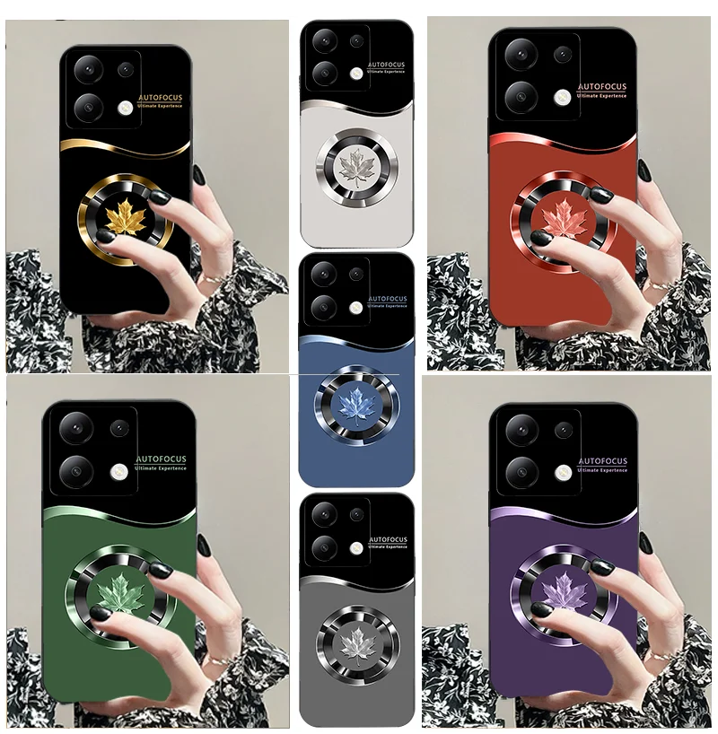 For Xiaomi POCO X 6 NFC 31 G 50 2 3 4 5 65 NEO M F C 51 55 X PRO S GT TPU Black Soft Phone Case Round Maple Leaf Silicone