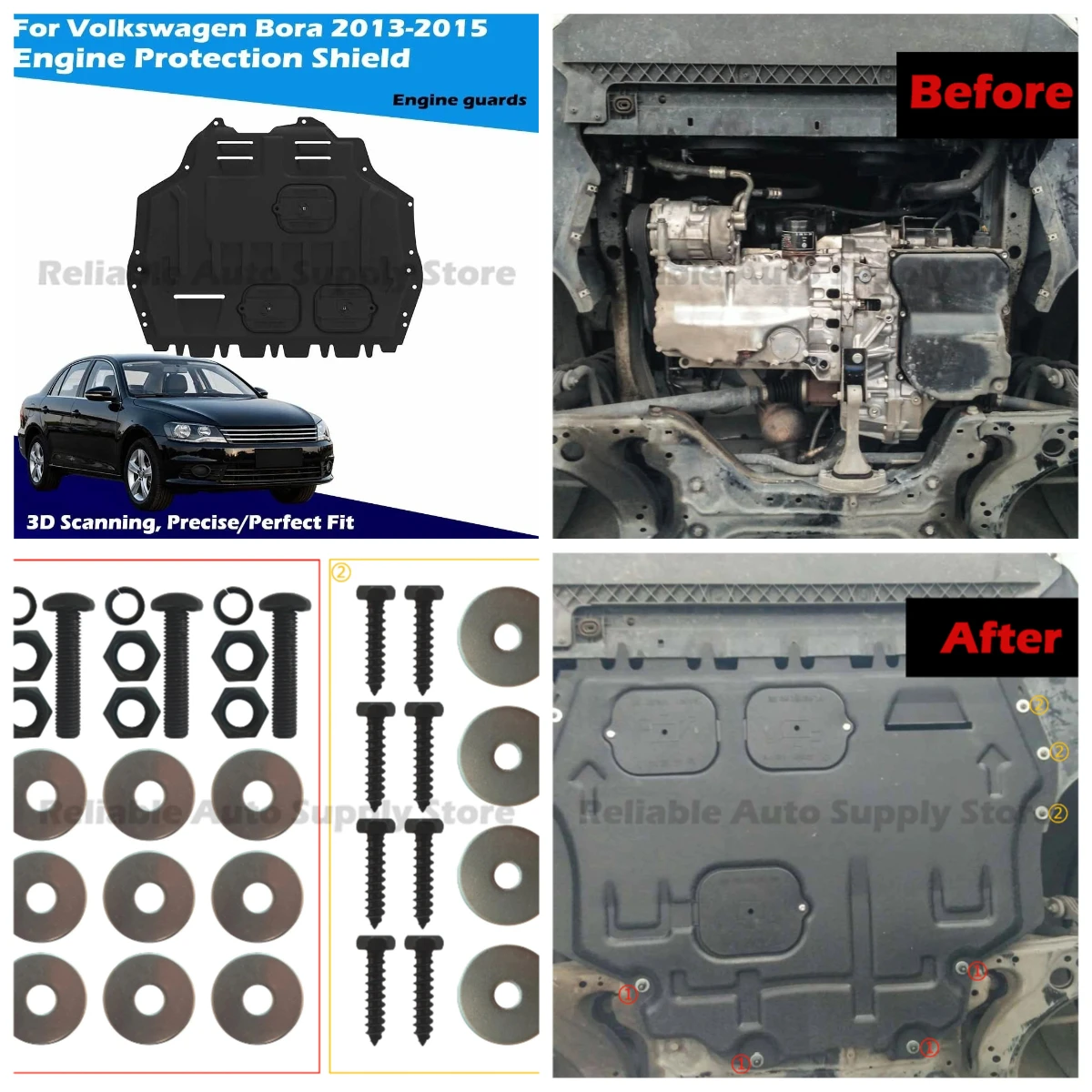 

Precision Fit 3D Printed Engine Protection Plate Anti Rust Easy Mount Underbody Shield for VehiclesFor Volkswagen Bora2013-2015