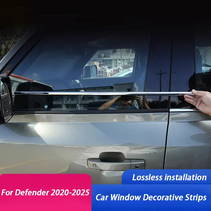 

Stainless Steel Car Window Decorative Strips Trim Sticker Car Accessories For Land Rover Defender 90 110 2020 2021 2022-2025