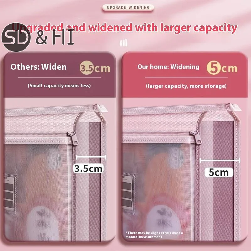 Transparent Zipper Mesh Document Storage Bag With Double Zip-Spacious Portable Handmade Storage Bag