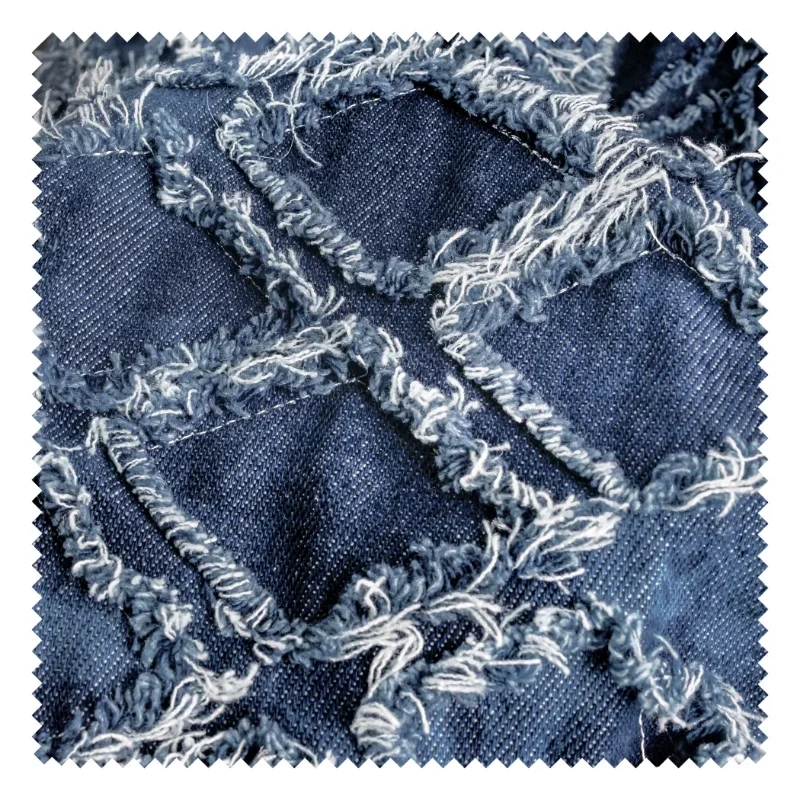 Denim Checkered Fabric Jacquard Texture Tie Dyed Fashion Clothing Jacket Wholesale Cloth Per Meter Apparel Diy Sewing Material