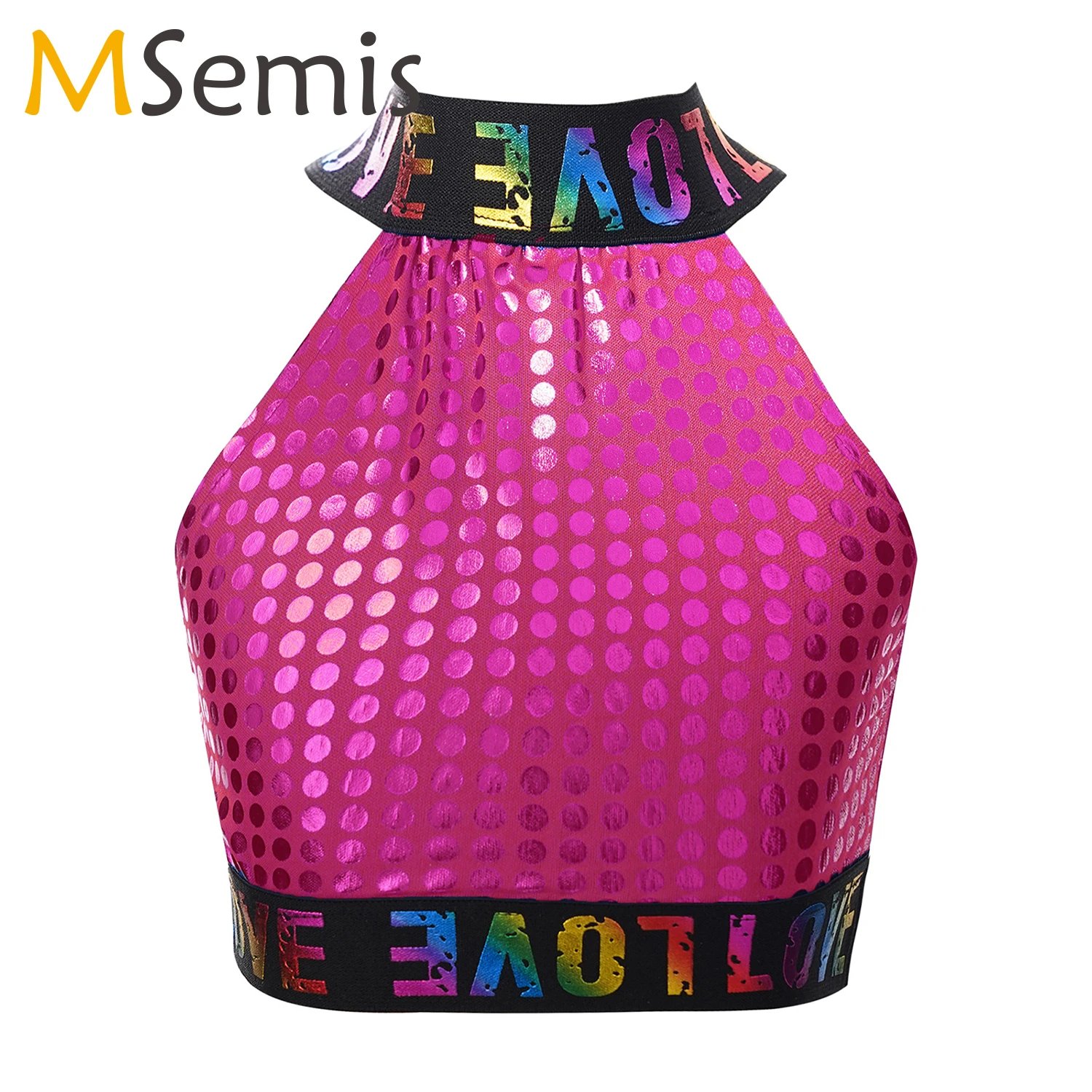 Kids Boys Girls Dance Crop Vest Costume Shiny Sequins Crop Top Fancy Hip-hop Jazz Modern Stage Performance Dance Clothes