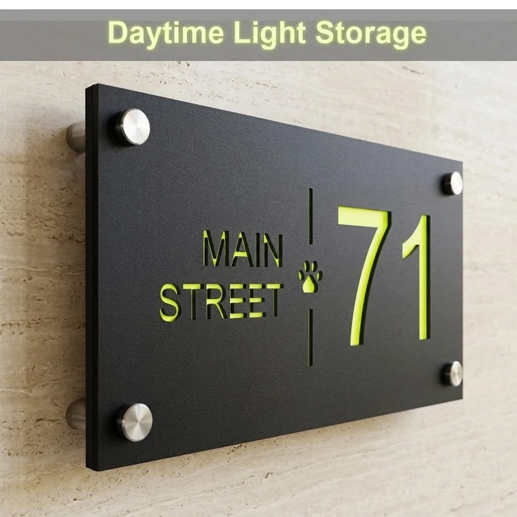 Glow in the Dark House Numbers Plate Non Electric Luminous Address Sign Cutout Acrylic Street Name Plate for Gate