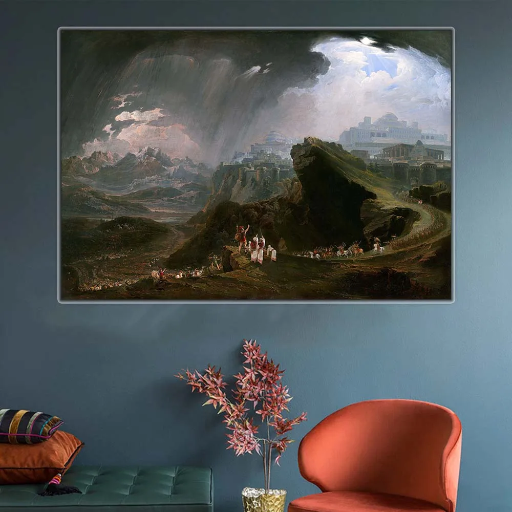 John Martin Impression Landscape Painting Canvas Art Oil Painting Artwork Poster Picture Wall Decor Home Living Room Decoration