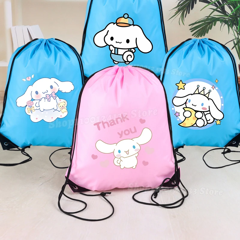 

Cinnamoroll милая сумка на шнурке для девочек Sanrio аниме холст с принтом портативный карман для детей и взрослых вечерние подарок ручная сумка для хранения сумка