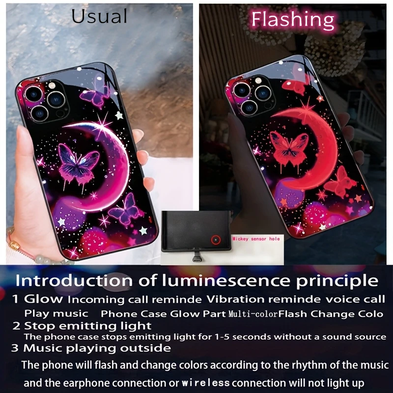 ل Nubia Red Magic 10 9 8 Pro Flash مضيئة كونكه مقاومة للصدمات Fundas لـ ZTE Redmagic 10S 9s 8s Pro Plus LED حافظة على شكل فراشة