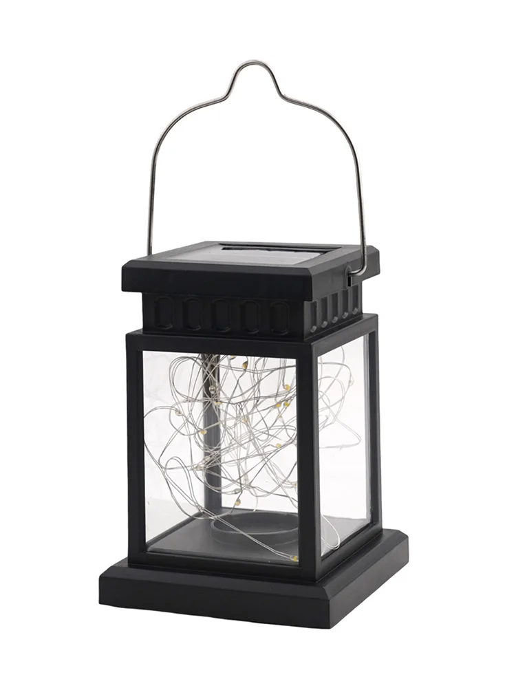

1pc LED Lantern Lamp Lights Outdoor Garden Warm Light Waterproof Solar Powered Golden Copper Wire Hanging Metal