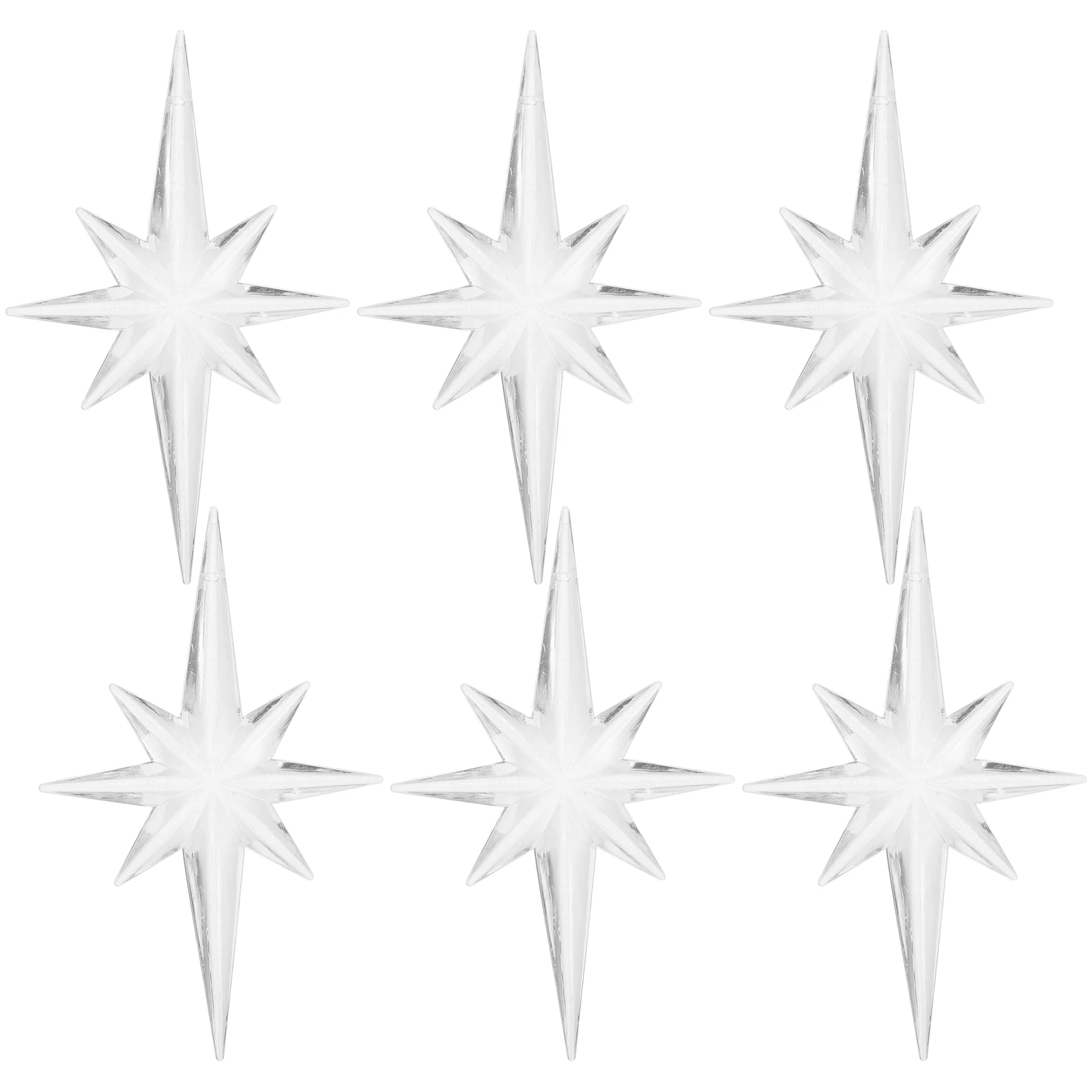 

6pcs Acrylic Octagonal Xmas Pendant Christmas Tree Hanging Decor Star Ornaments For Holiday Party Home Office Decoration
