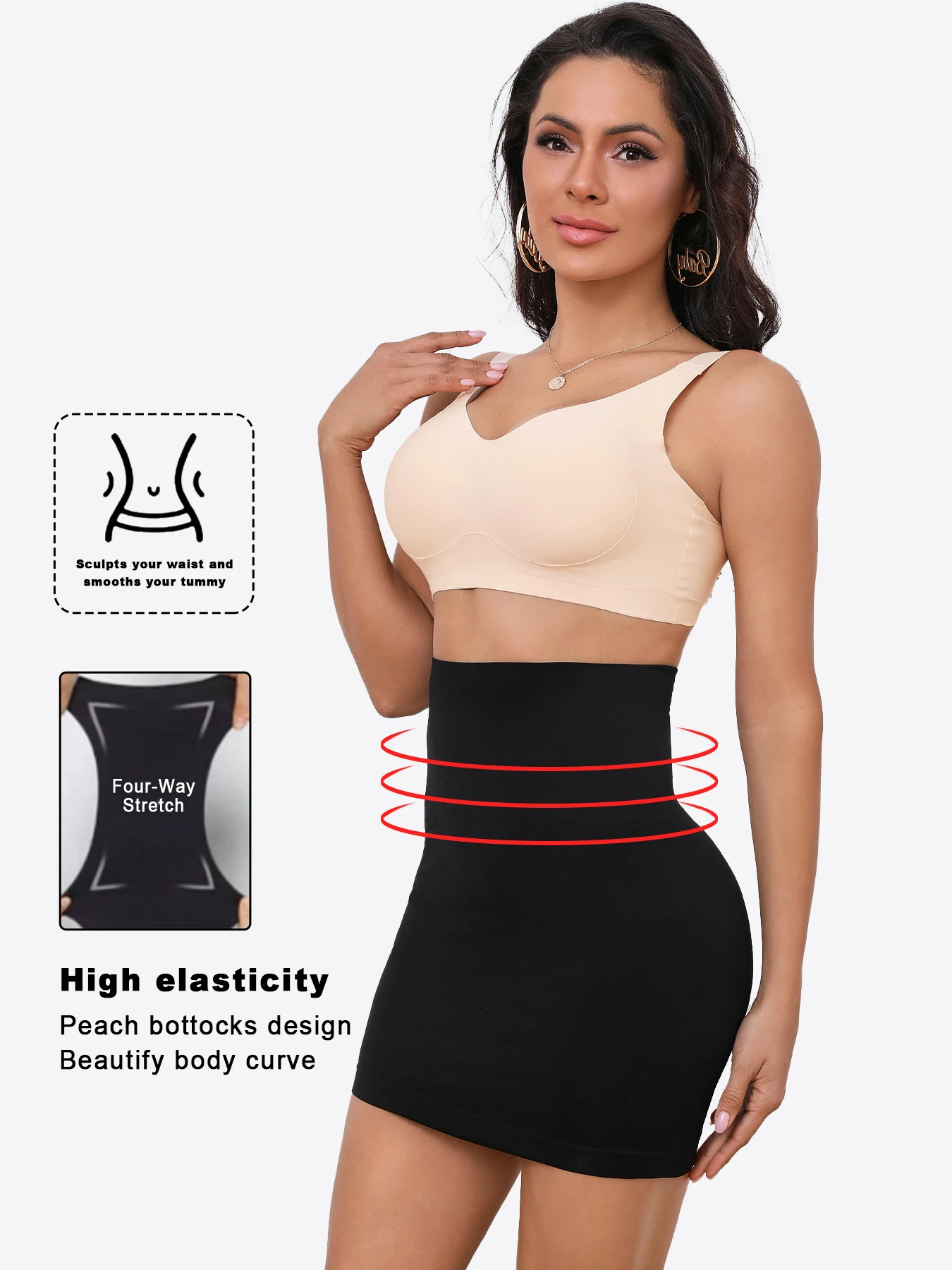 High Waist Tummy Control Seamless Women Shapewear Under Dress Half Slip Underwear Skirt Body Shaper Women Slimming Under Skirt