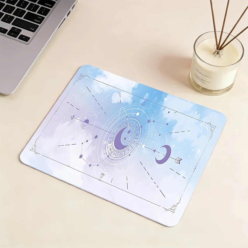 1PC Small Light Blue Star Print Mouse Pad Non-Slip Desk Mat for Gaming Office