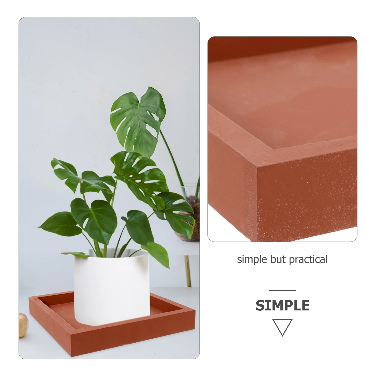 

Square Flowerpot Tray 20X20Cm Thickened Leakproof Plastic Potted Plate For Garden Indoor Balcony Heavy Duty Non-Slip Base