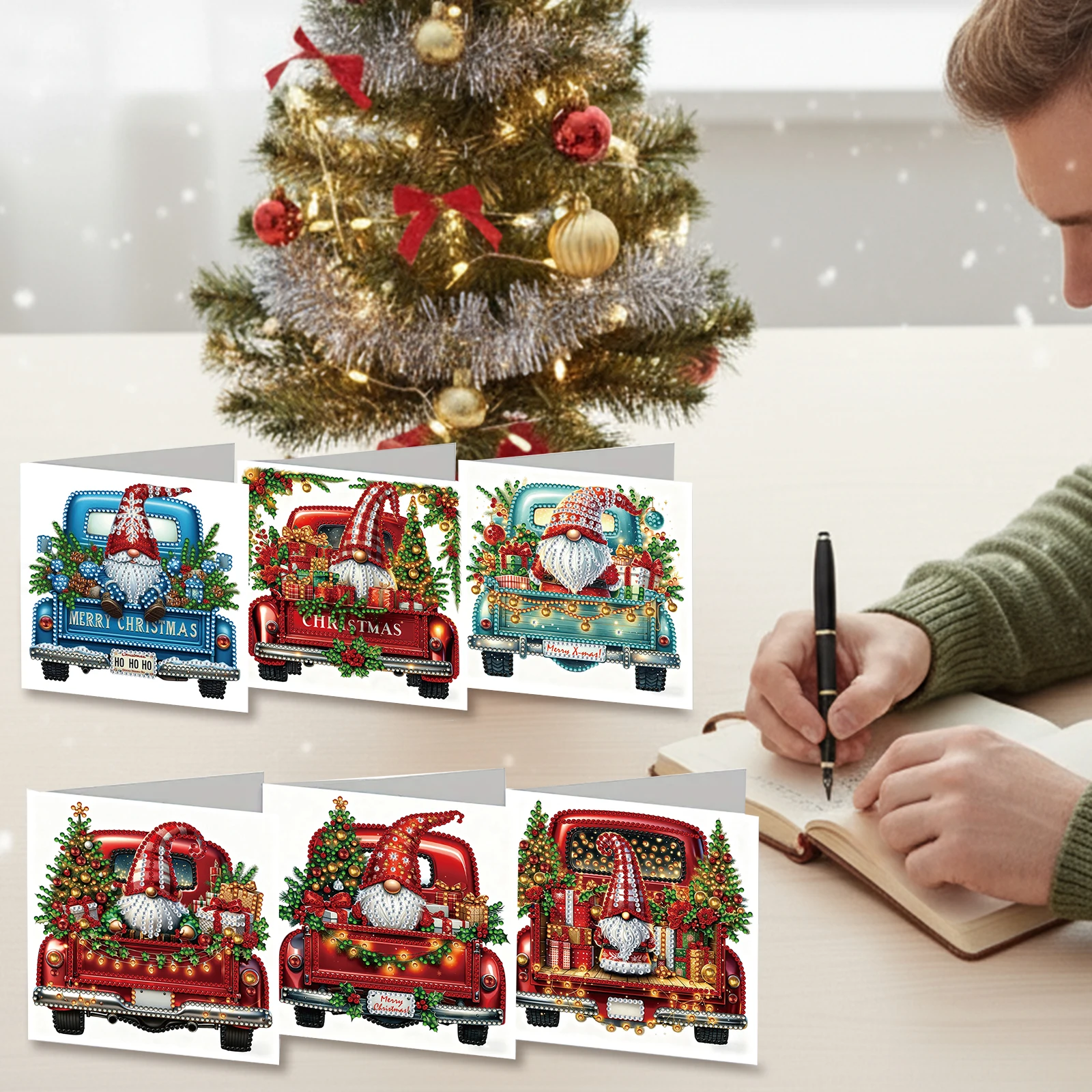 

6 шт., рождественская тема, сделай сам, стразы, алмазная мозаика, открытки с конвертом, креативный комплект открыток на день рождения и День Благодарения